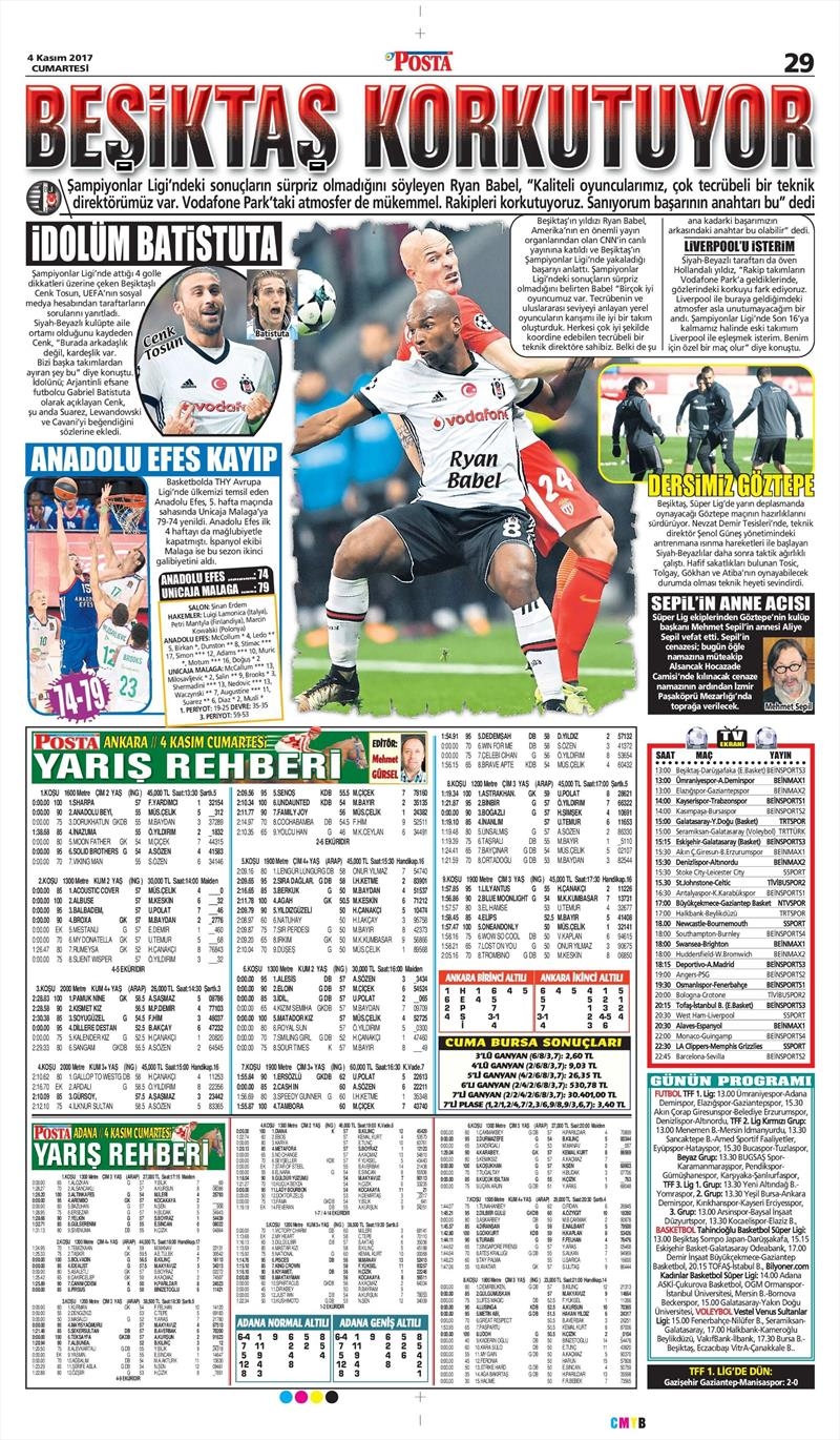04 Kasım 2017 | Gazetelerin Beşiktaş Manşetleri - Görsel 9