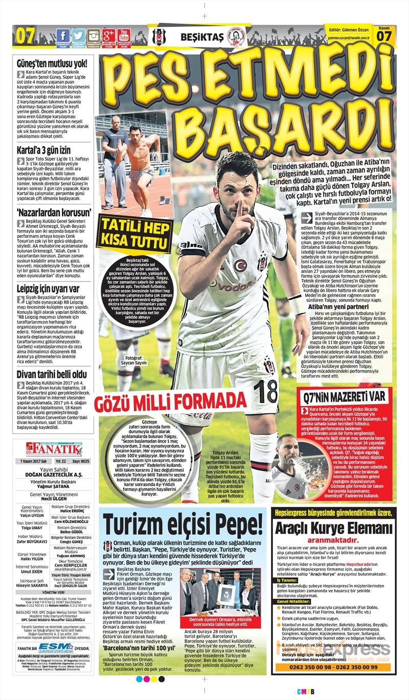 07 Kasım 207 | İşte gazetelerin Beşiktaş manşetleri - Görsel 6