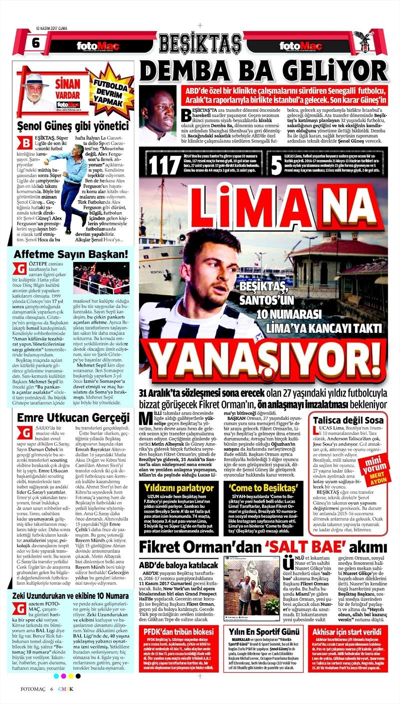 10 Kasım 2017 | Gazetelerin Beşiktaş Manşetleri - Görsel 5