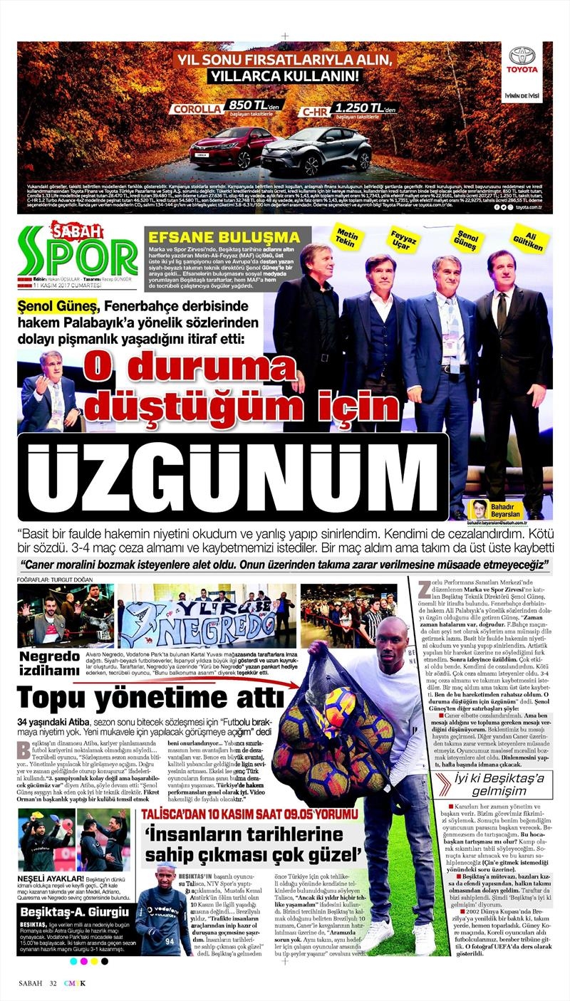 11 Kasım 2017 | Gazetelerin Beşiktaş Manşetleri - Görsel 12
