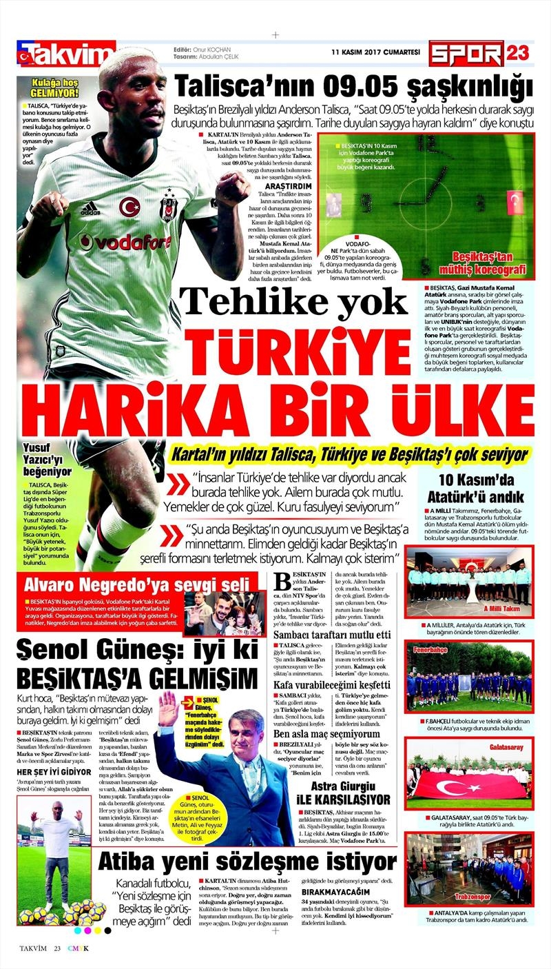 11 Kasım 2017 | Gazetelerin Beşiktaş Manşetleri - Görsel 13
