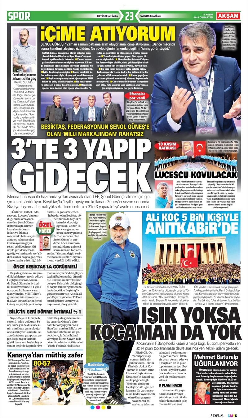 11 Kasım 2017 | Gazetelerin Beşiktaş Manşetleri - Görsel 2