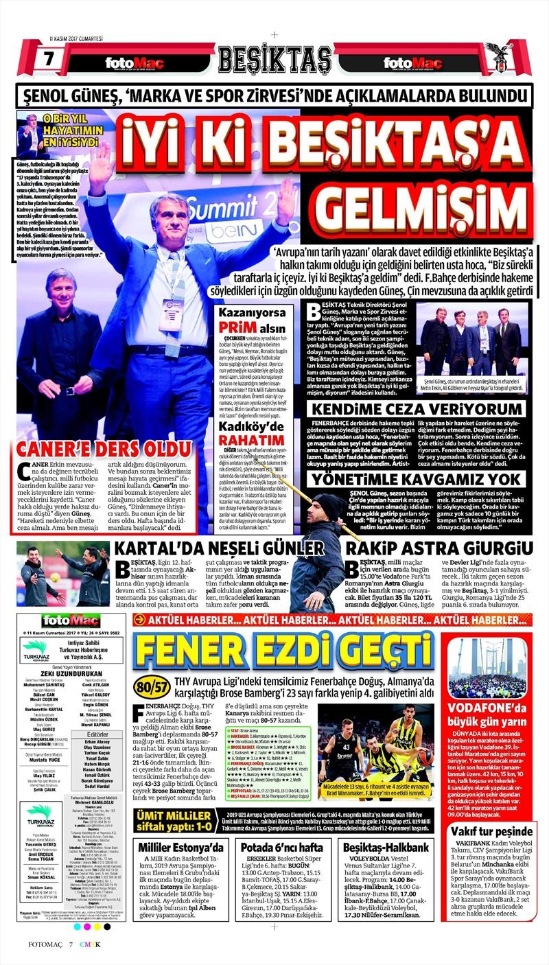 11 Kasım 2017 | Gazetelerin Beşiktaş Manşetleri - Görsel 7