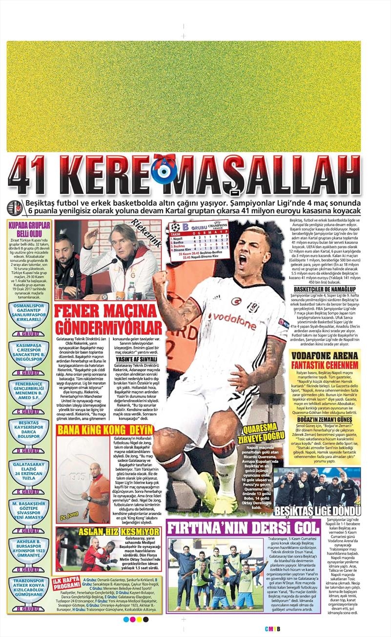 3 Kasım 2016 | Gazetelerin Beşiktaş sayfaları - Görsel 13