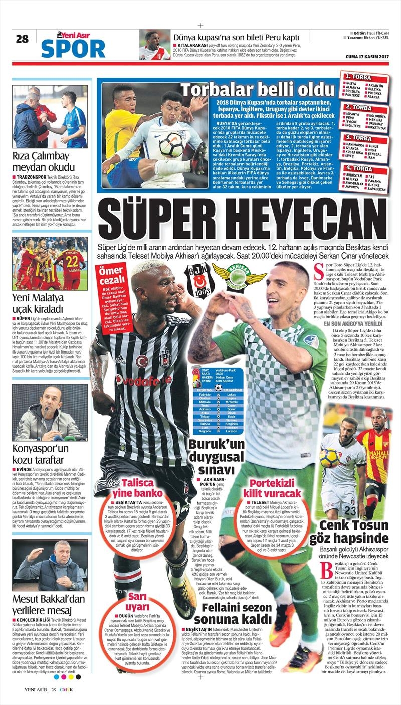 17 Kasım 2017 | Gazetelerin Beşiktaş Manşetleri - Görsel 11