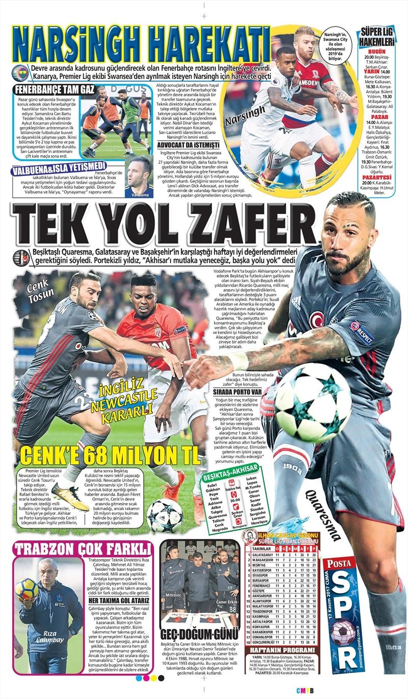 17 Kasım 2017 | Gazetelerin Beşiktaş Manşetleri - Görsel 7