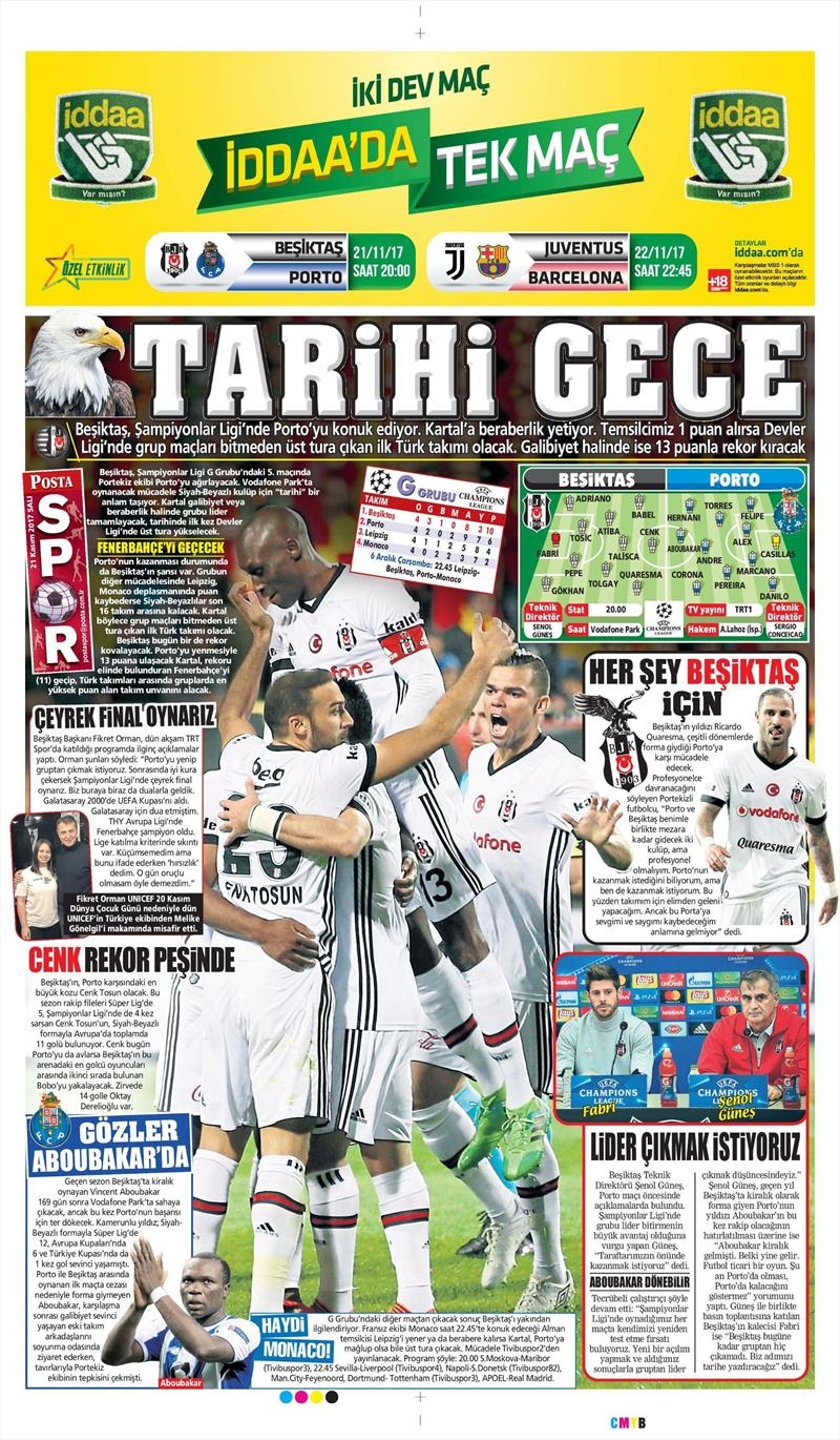 21 Kasım 2017 | Gazetelerin Beşiktaş Manşetleri - Görsel 10