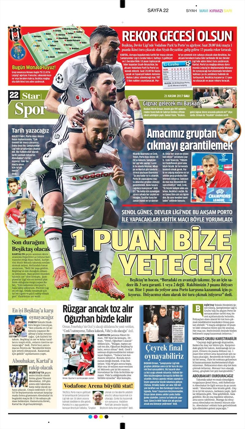 21 Kasım 2017 | Gazetelerin Beşiktaş Manşetleri - Görsel 11