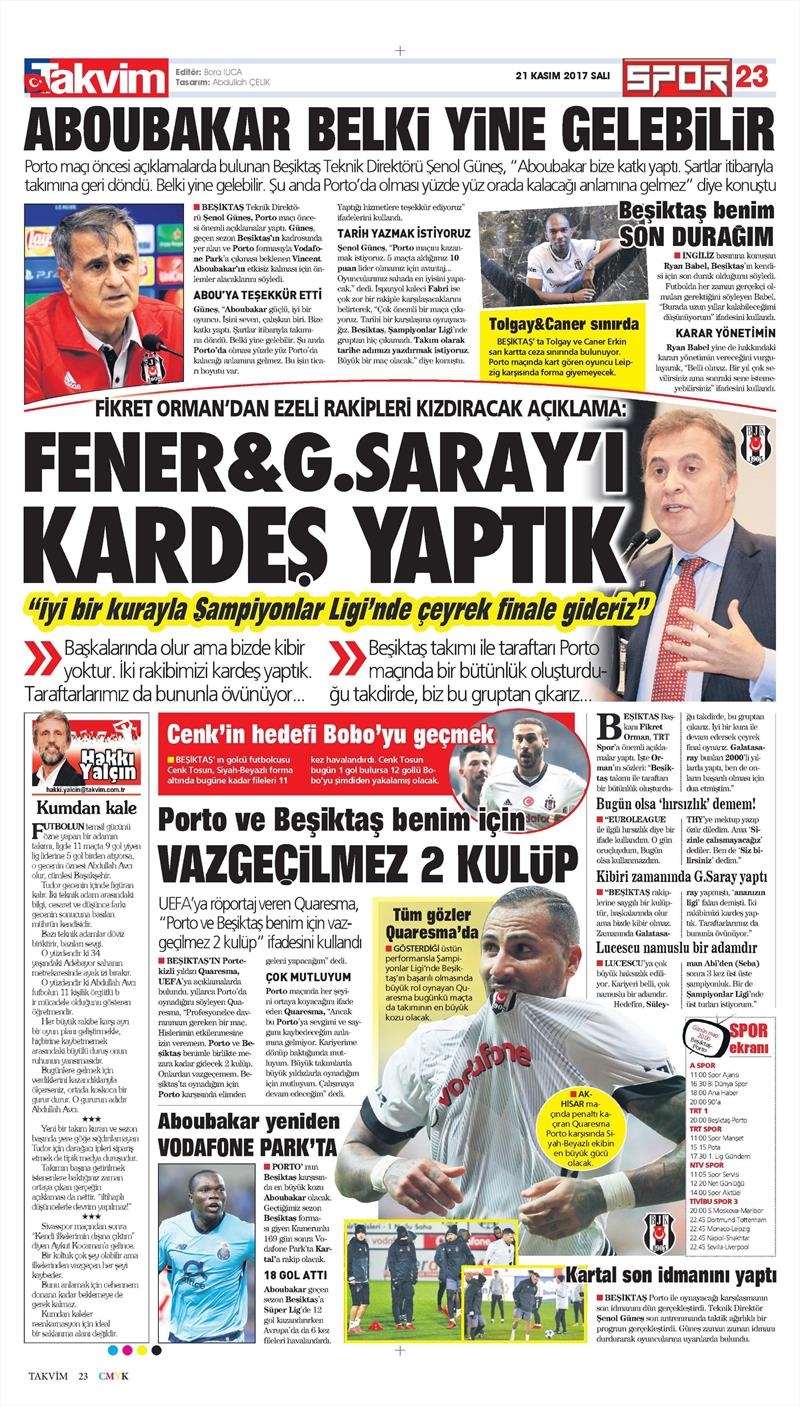 21 Kasım 2017 | Gazetelerin Beşiktaş Manşetleri - Görsel 13