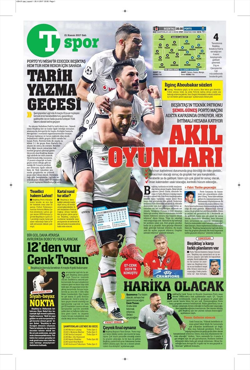 21 Kasım 2017 | Gazetelerin Beşiktaş Manşetleri - Görsel 14