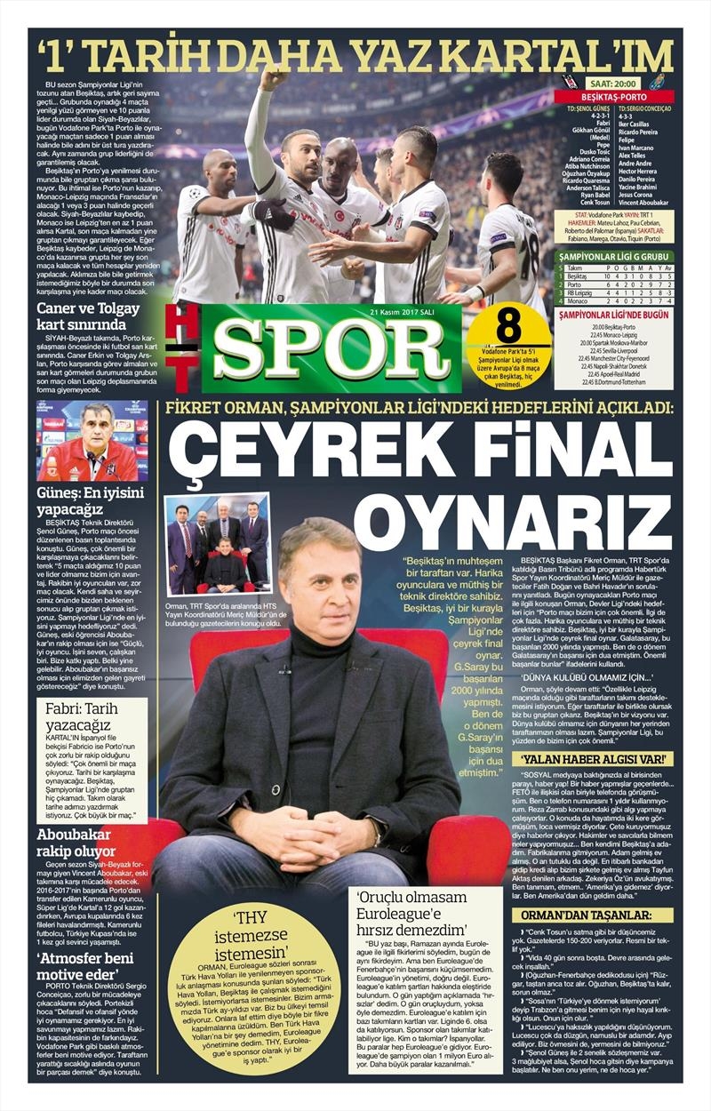 21 Kasım 2017 | Gazetelerin Beşiktaş Manşetleri - Görsel 5