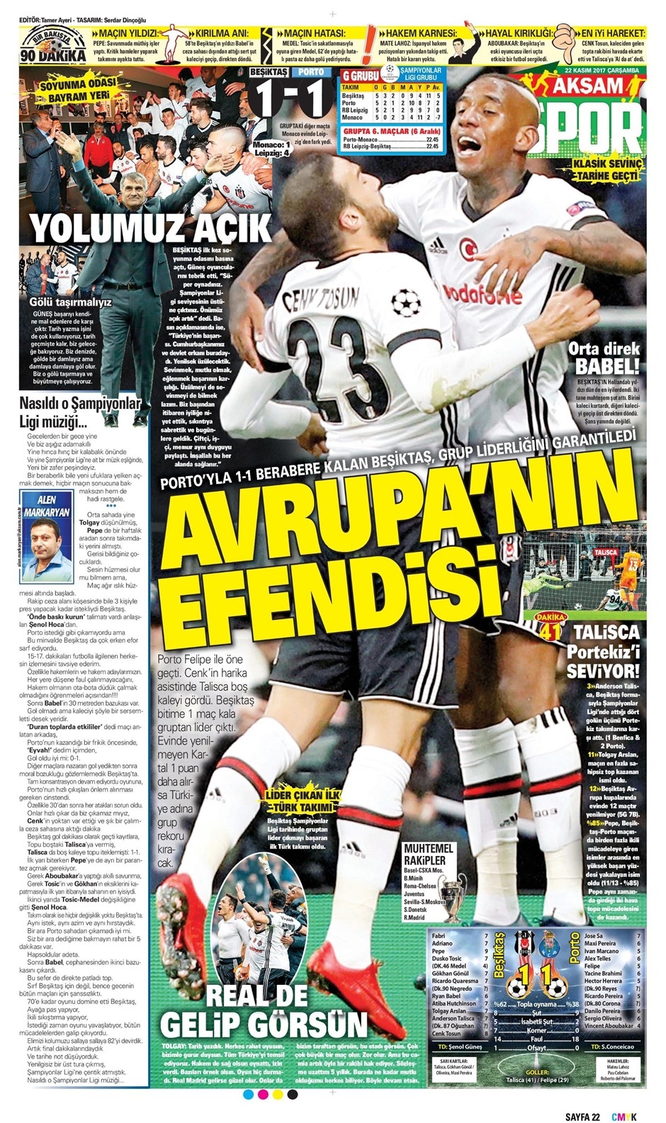 22 Kasım 2017 | Gazetelerin Beşiktaş Manşetleri - Görsel 7