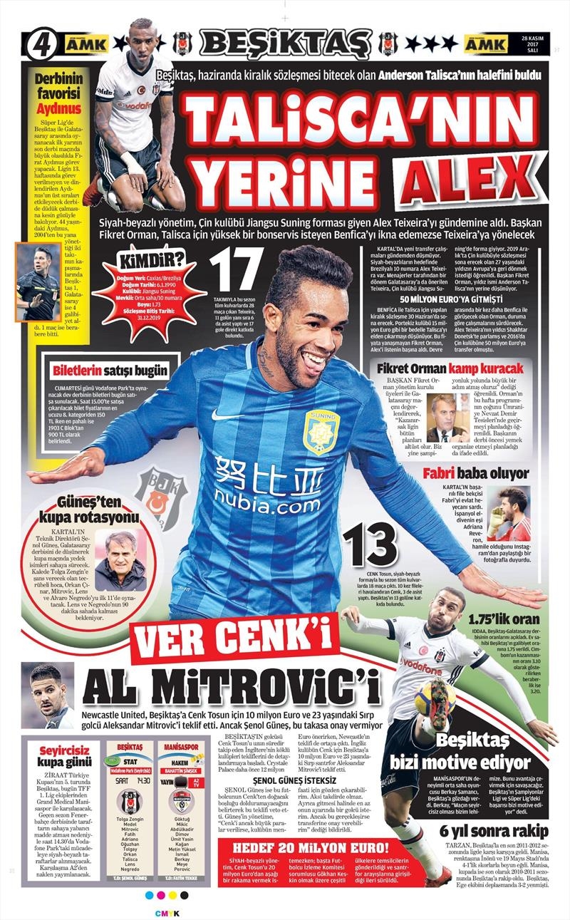 28 Kasım 2017 | Gazetelerin Beşiktaş Manşetleri - Görsel 5