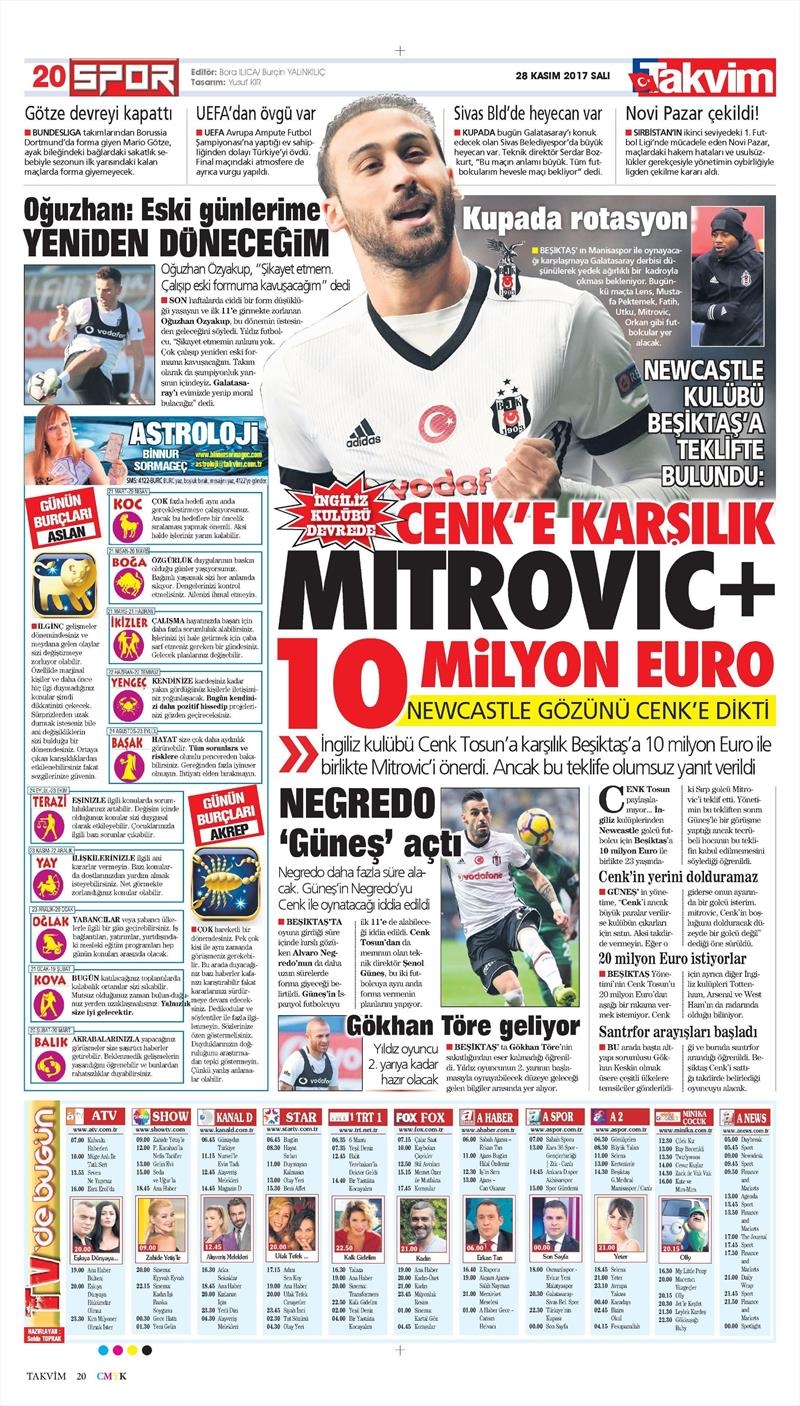 28 Kasım 2017 | Gazetelerin Beşiktaş Manşetleri - Görsel 8