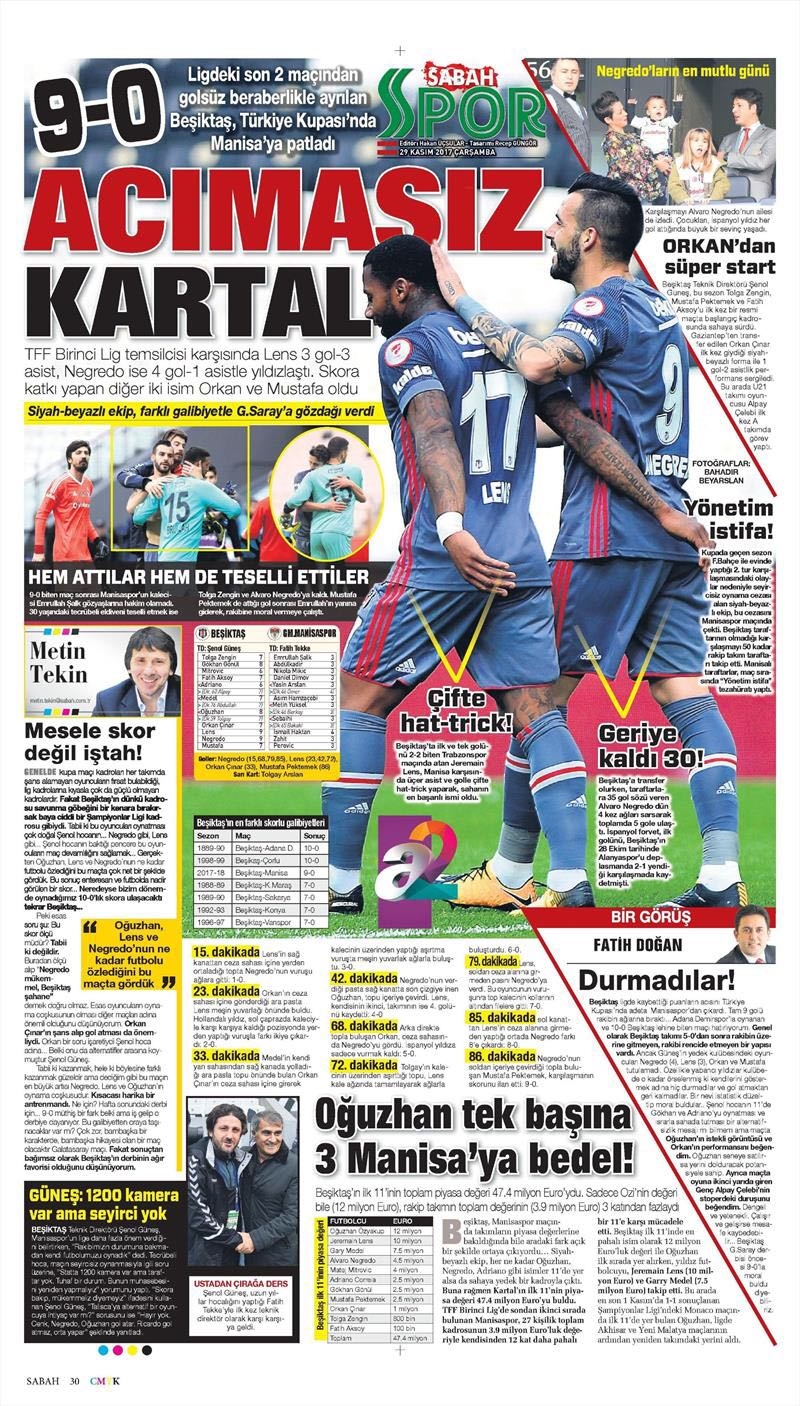 29 Kasım 2017 | Gazetelerin Beşiktaş Manşetleri - Görsel 7