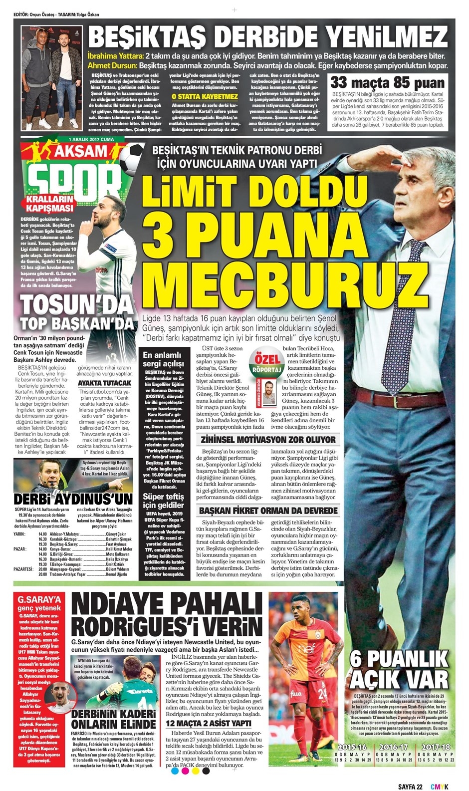 1 Aralık 2017 | Gazetelerin Beşiktaş Manşetleri - Görsel 1