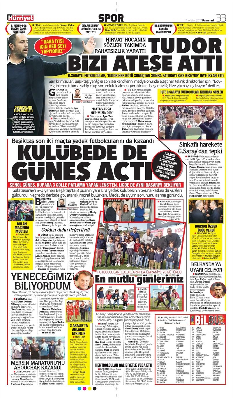 04 Aralık 2017 | Gazetelerin Beşiktaş Manşetleri - Görsel 10