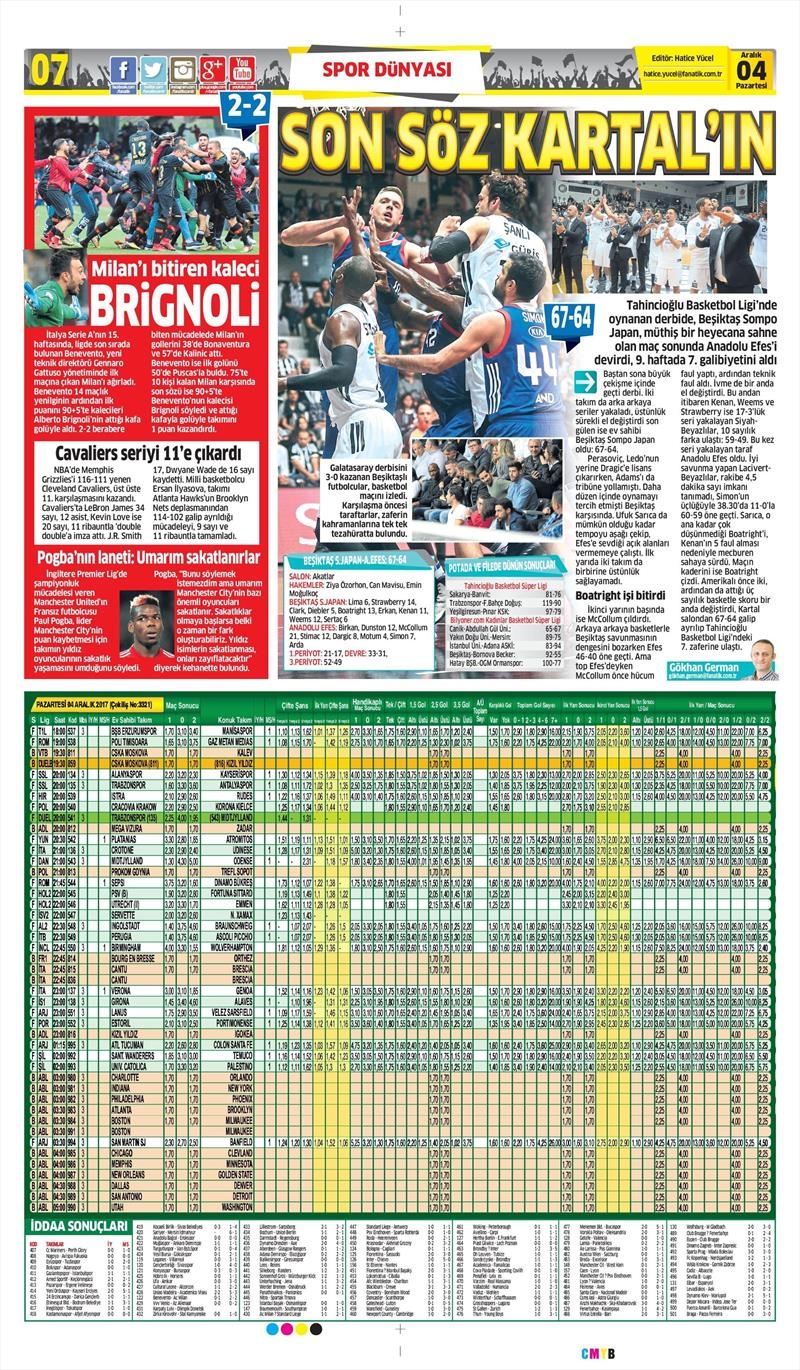 04 Aralık 2017 | Gazetelerin Beşiktaş Manşetleri - Görsel 3