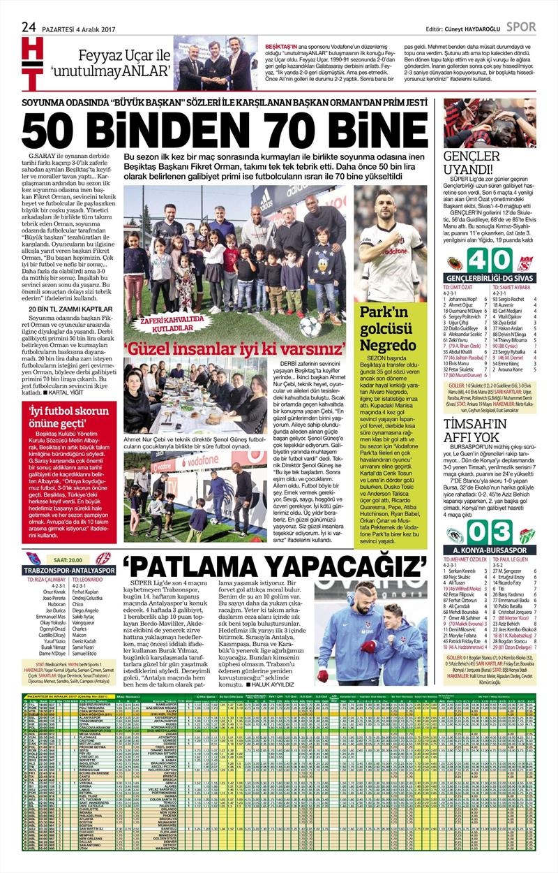04 Aralık 2017 | Gazetelerin Beşiktaş Manşetleri - Görsel 9