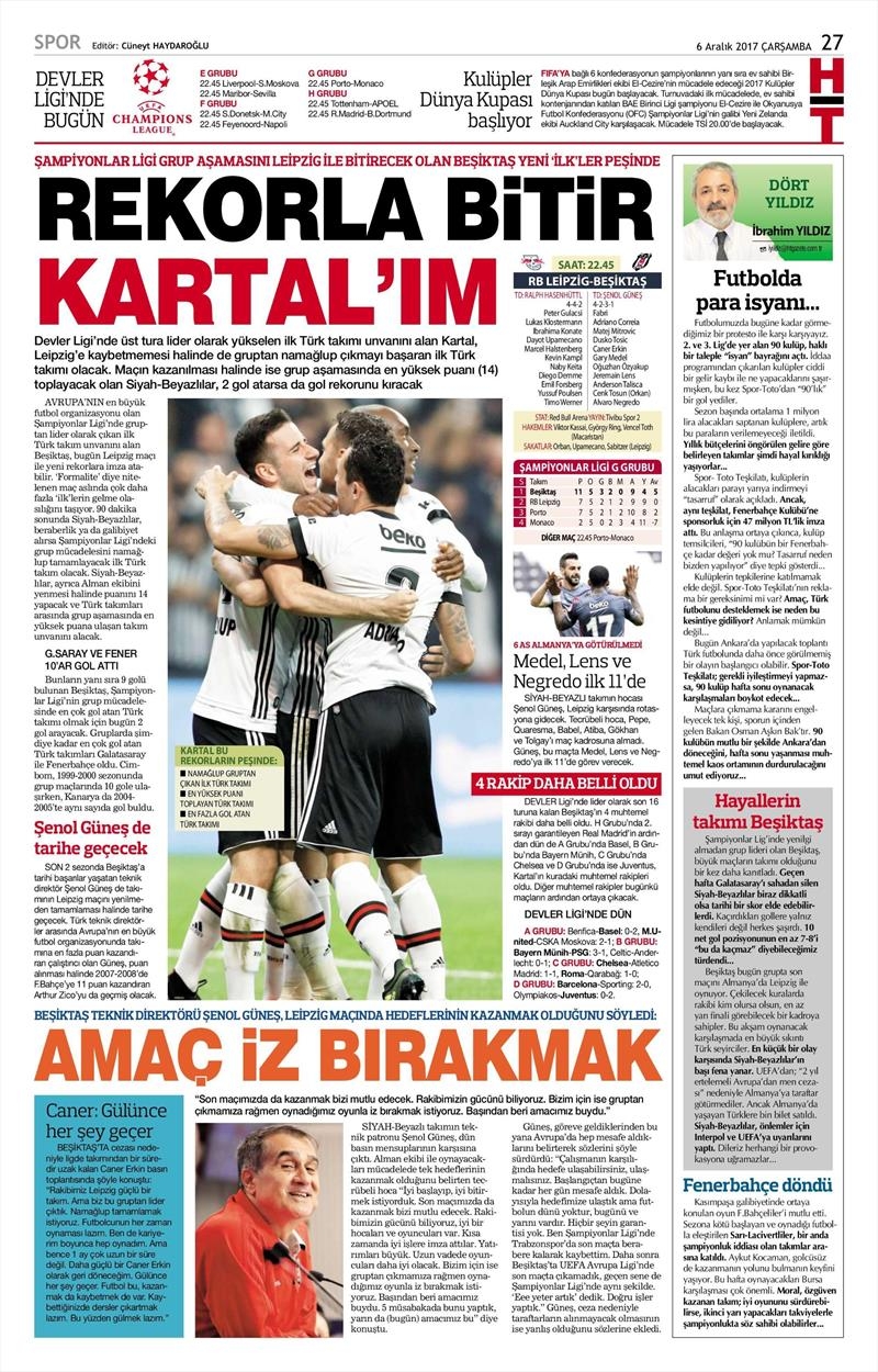 6 Aralık 2017 | Gazetelerin Beşiktaş Manşetleri - Görsel 6