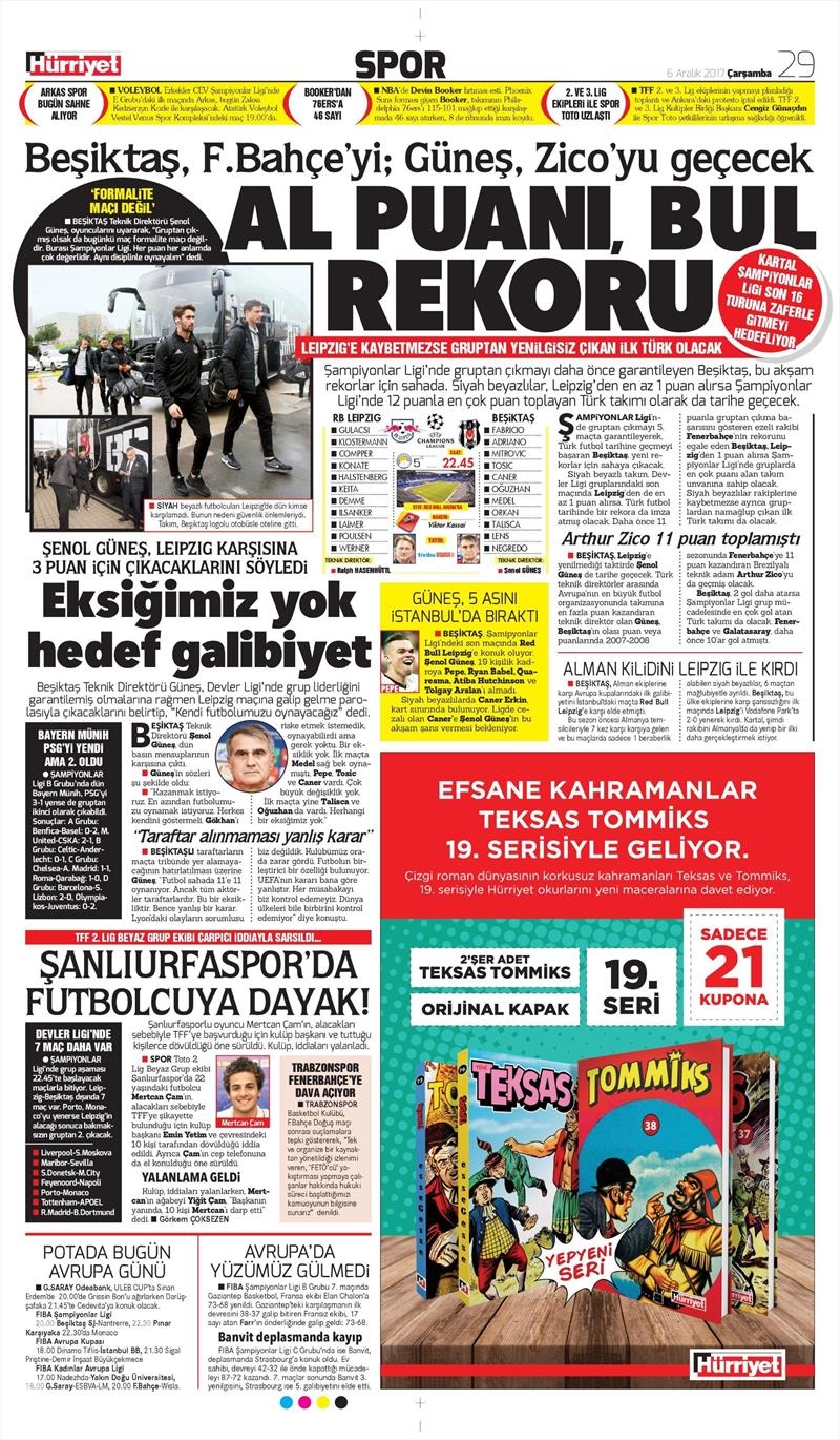 6 Aralık 2017 | Gazetelerin Beşiktaş Manşetleri - Görsel 7