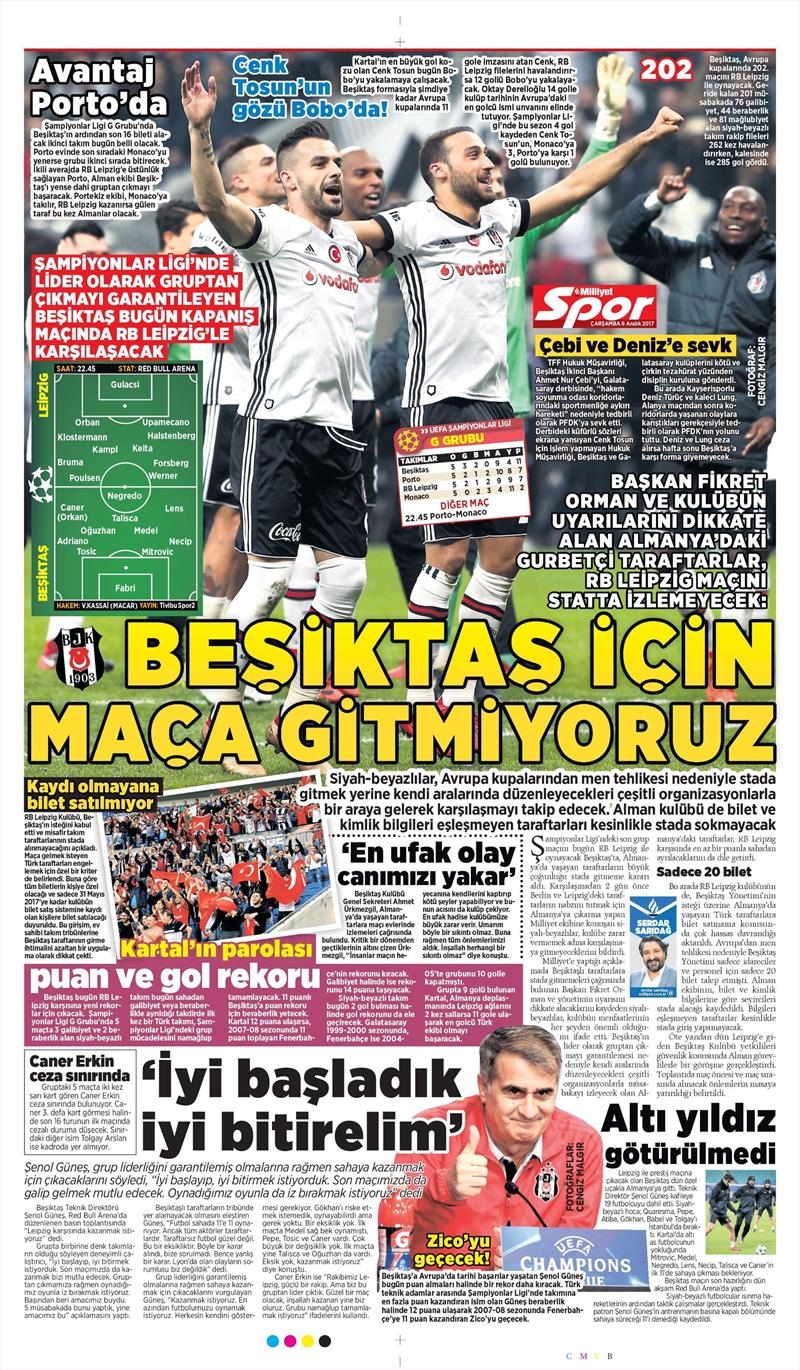 6 Aralık 2017 | Gazetelerin Beşiktaş Manşetleri - Görsel 8