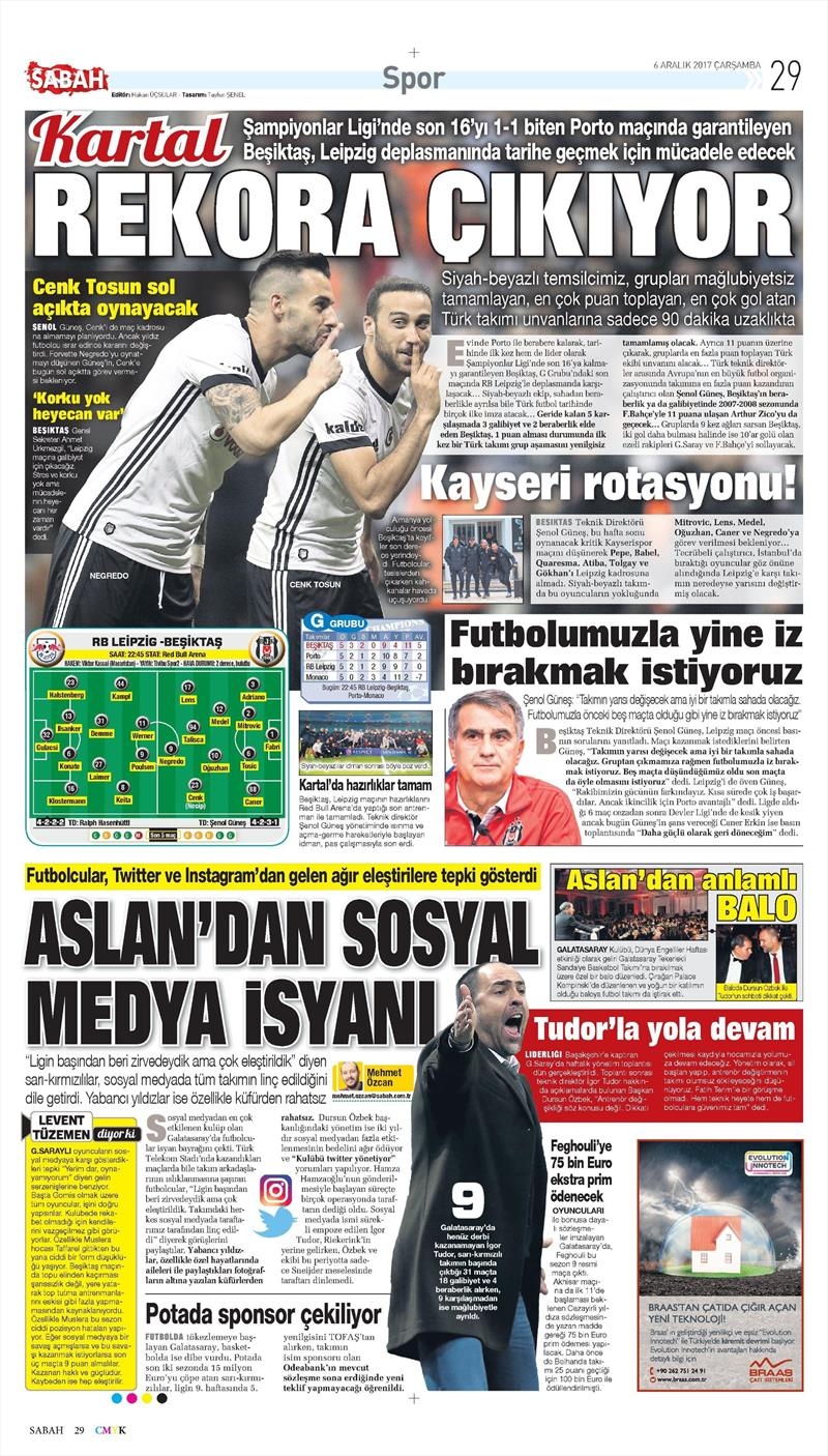 6 Aralık 2017 | Gazetelerin Beşiktaş Manşetleri - Görsel 9