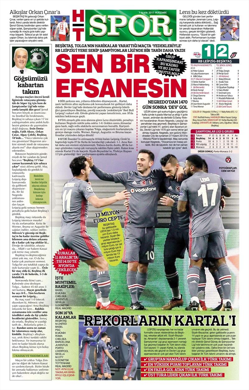 07 Kasım 2017 | Gazetelerin Beşiktaş Manşetleri - Görsel 13