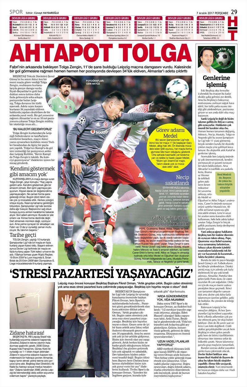 07 Kasım 2017 | Gazetelerin Beşiktaş Manşetleri - Görsel 14