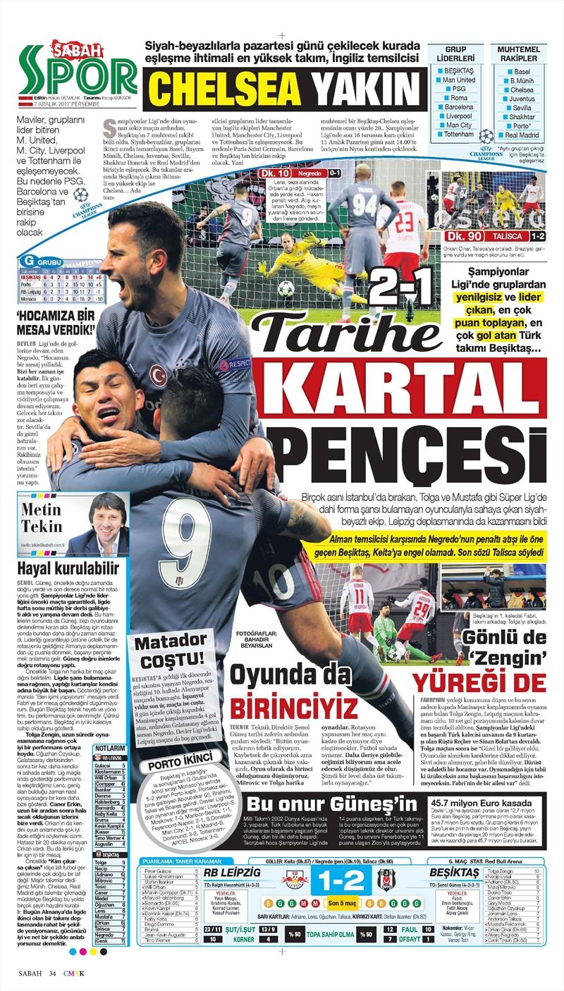 07 Kasım 2017 | Gazetelerin Beşiktaş Manşetleri - Görsel 18