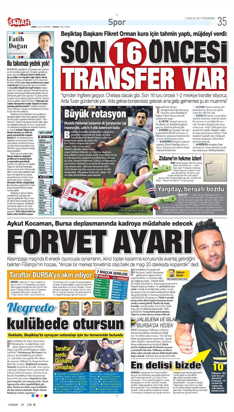 07 Kasım 2017 | Gazetelerin Beşiktaş Manşetleri - Görsel 19