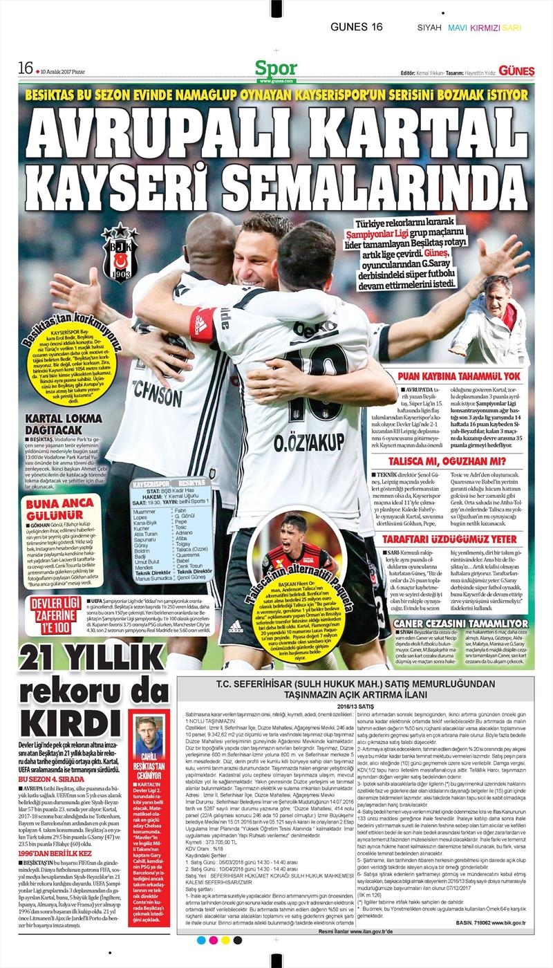 10 Aralık 2017 | Gazetelerin Beşiktaş Manşetleri - Görsel 4