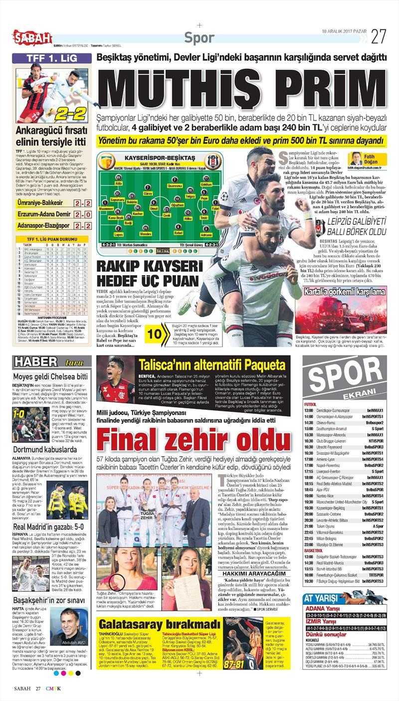 10 Aralık 2017 | Gazetelerin Beşiktaş Manşetleri - Görsel 6