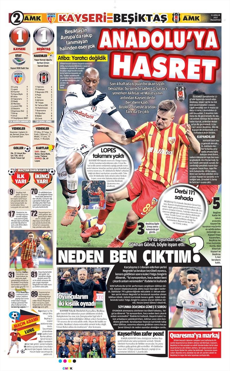 11 Aralık 2017 | Gazetelerin Beşiktaş Manşetleri - Görsel 10