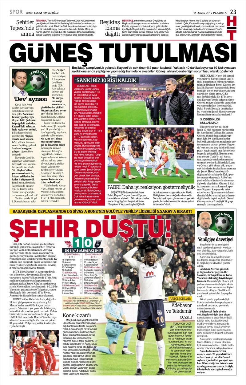11 Aralık 2017 | Gazetelerin Beşiktaş Manşetleri - Görsel 12