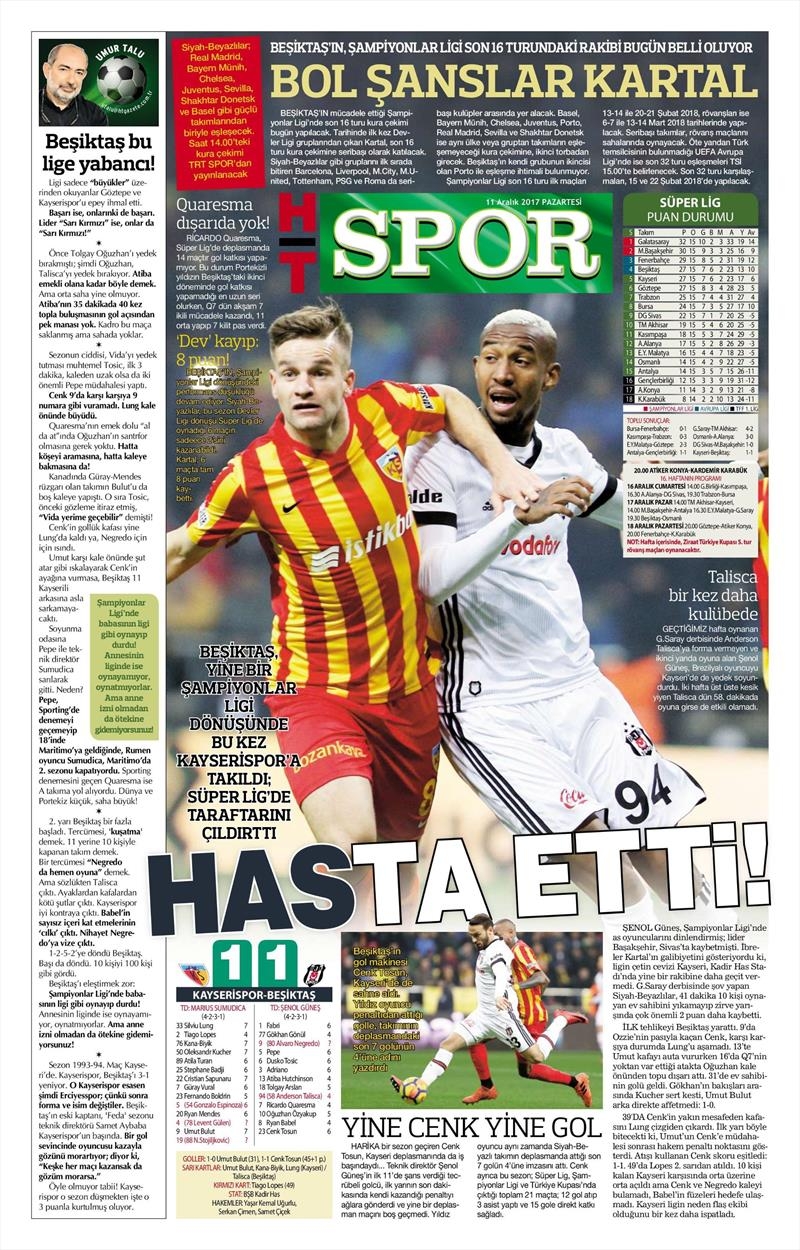 11 Aralık 2017 | Gazetelerin Beşiktaş Manşetleri - Görsel 13