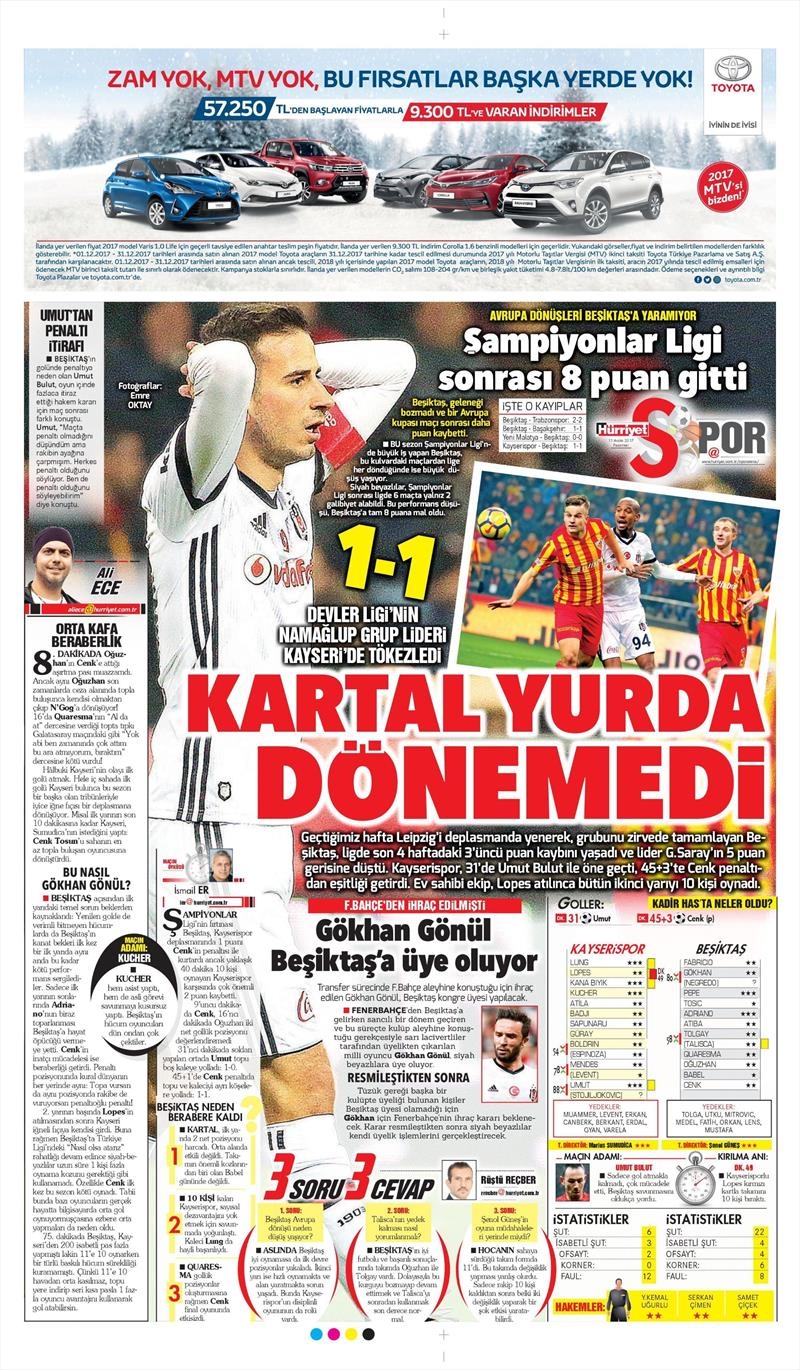 11 Aralık 2017 | Gazetelerin Beşiktaş Manşetleri - Görsel 14