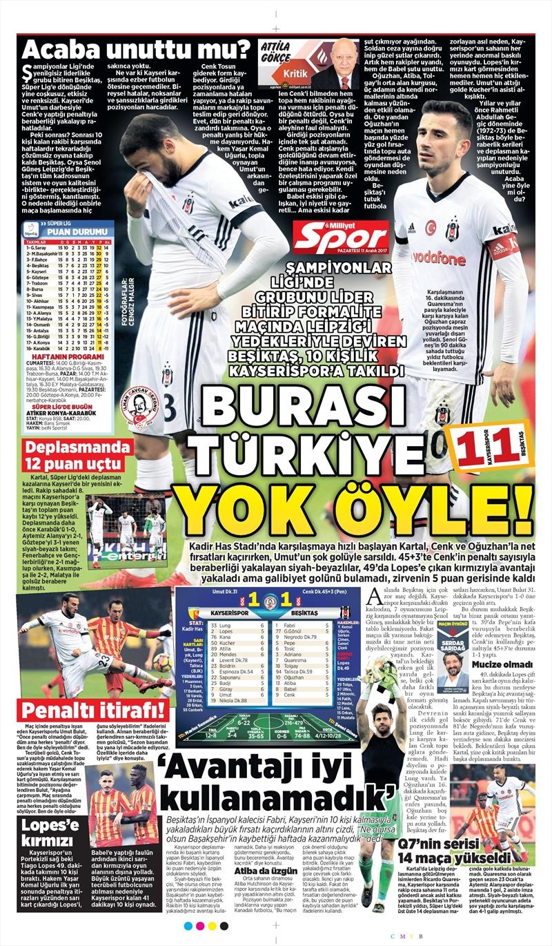 11 Aralık 2017 | Gazetelerin Beşiktaş Manşetleri - Görsel 16