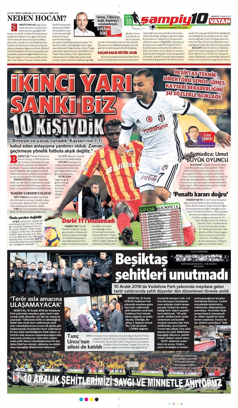 11 Aralık 2017 | Gazetelerin Beşiktaş Manşetleri - Görsel 25