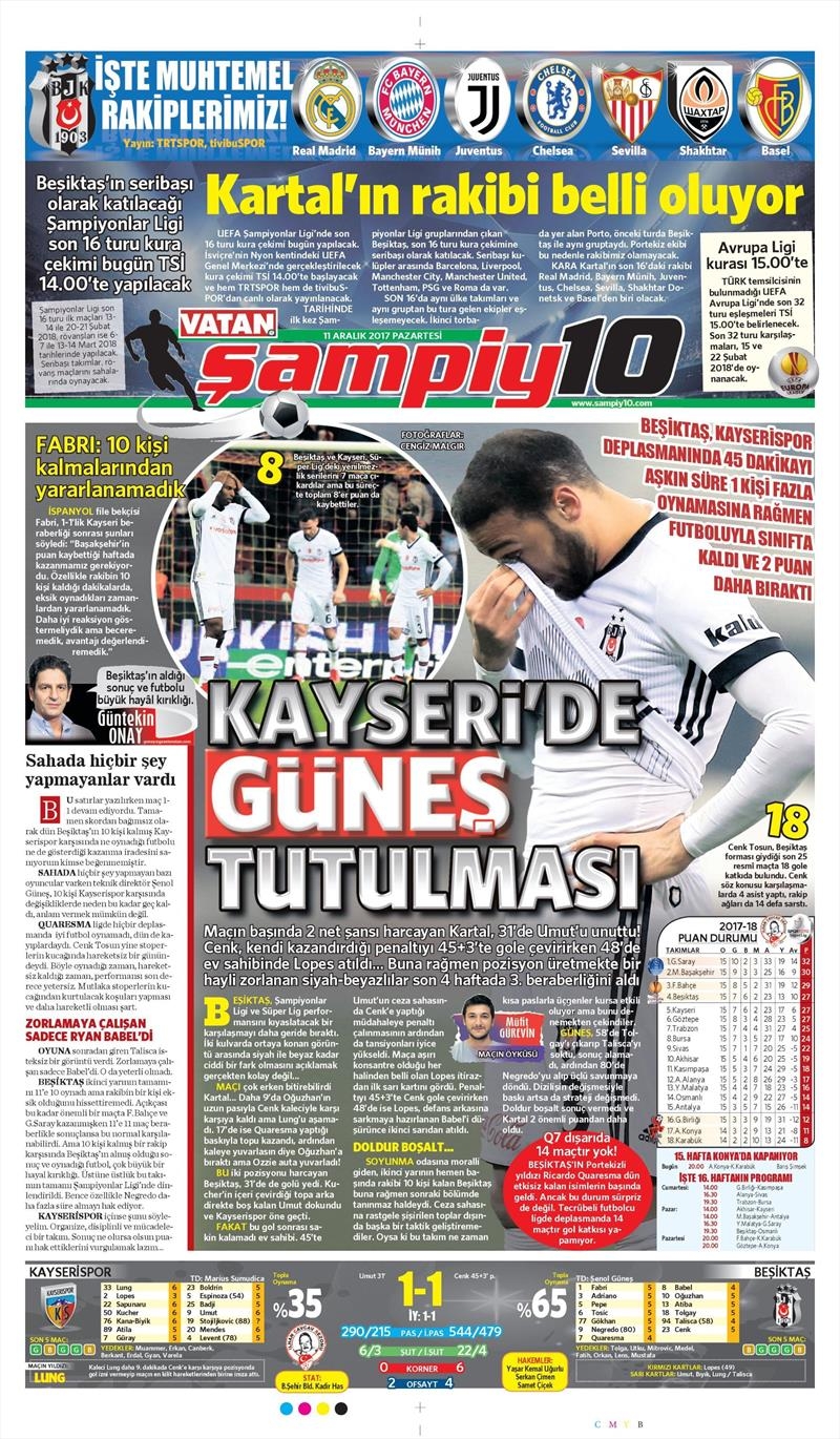 11 Aralık 2017 | Gazetelerin Beşiktaş Manşetleri - Görsel 26