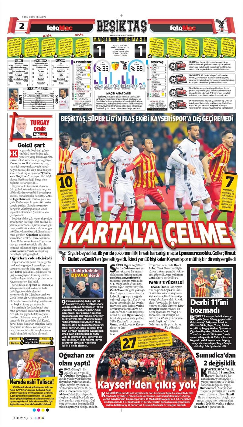 11 Aralık 2017 | Gazetelerin Beşiktaş Manşetleri - Görsel 5