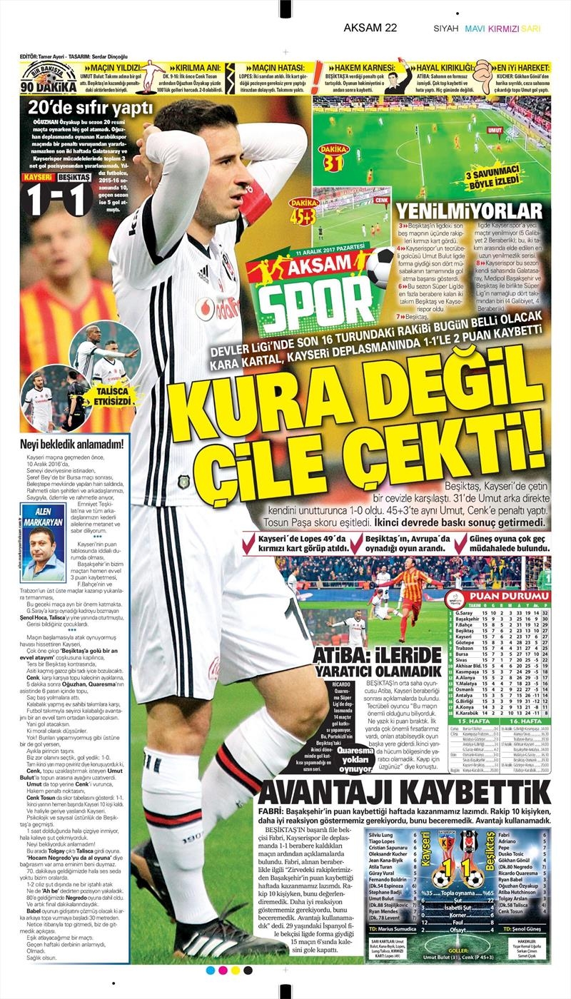 11 Aralık 2017 | Gazetelerin Beşiktaş Manşetleri - Görsel 9
