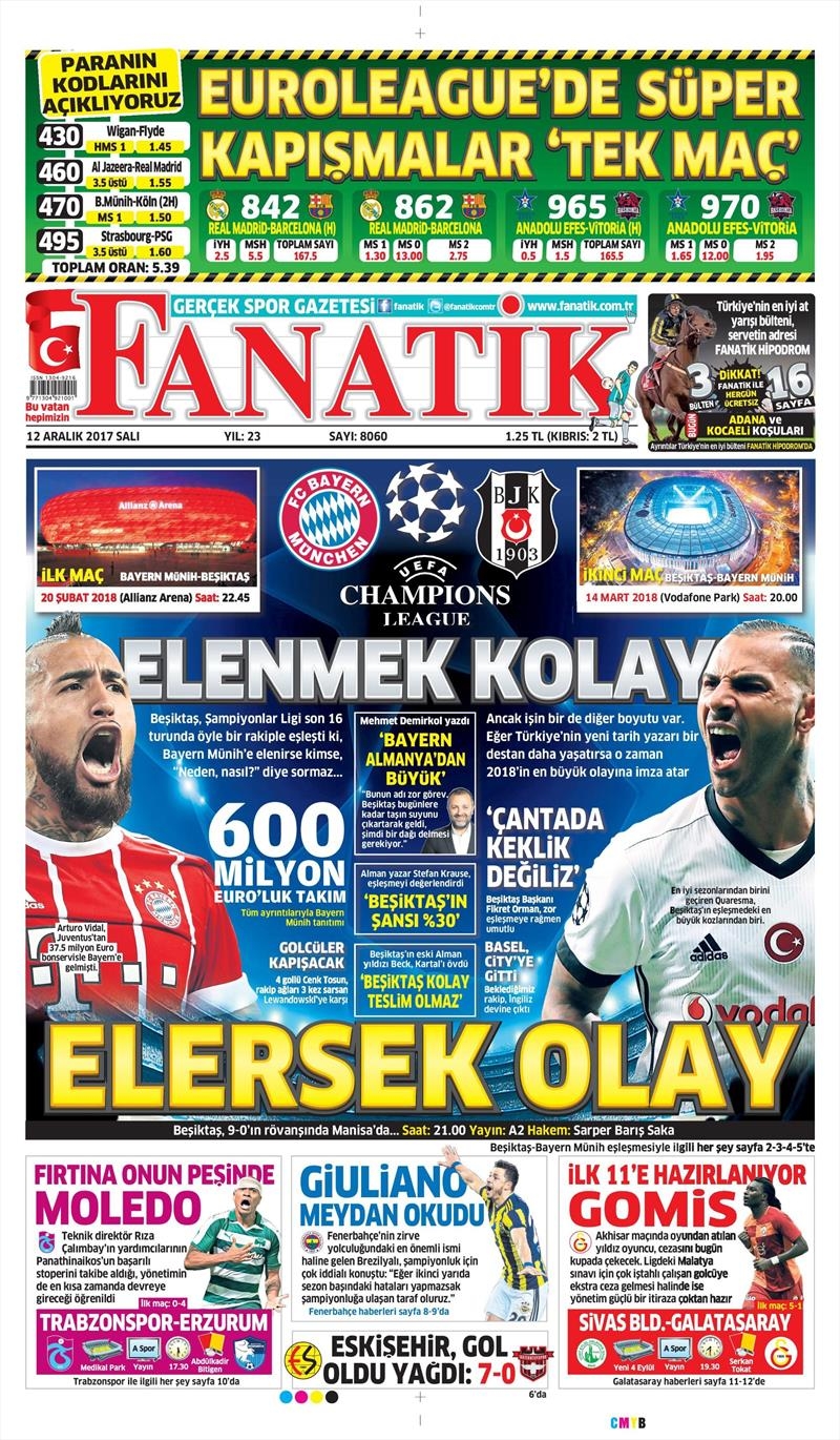 12 Aralık 2017 | Gazetelerin Beşiktaş Manşetleri - Görsel 1