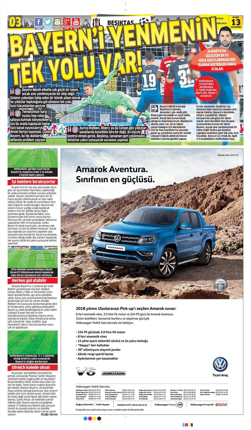 13 Aralık 2017 | Gazetelerin Beşiktaş Manşetleri - Görsel 2
