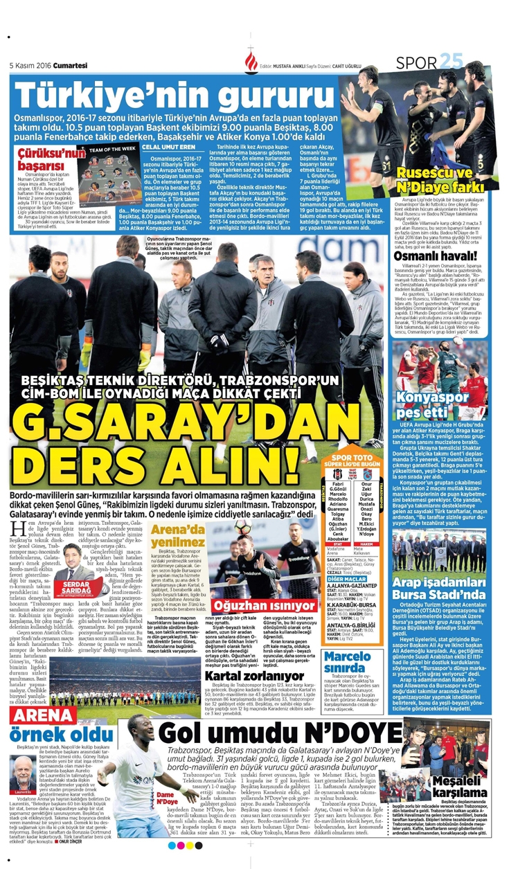 5 Kasım 2016 | Gazetelerin Beşiktaş sayfaları - Görsel 5