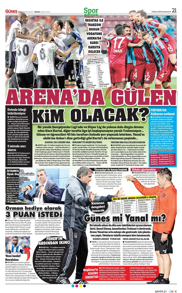 5 Kasım 2016 | Gazetelerin Beşiktaş sayfaları - Görsel 6