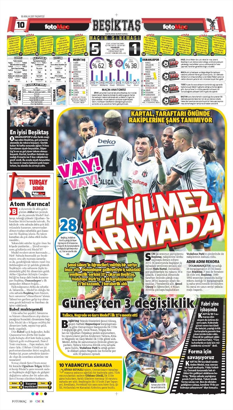 18 Aralık 2017 | Gazetelerin Beşiktaş Manşetleri - Görsel 6