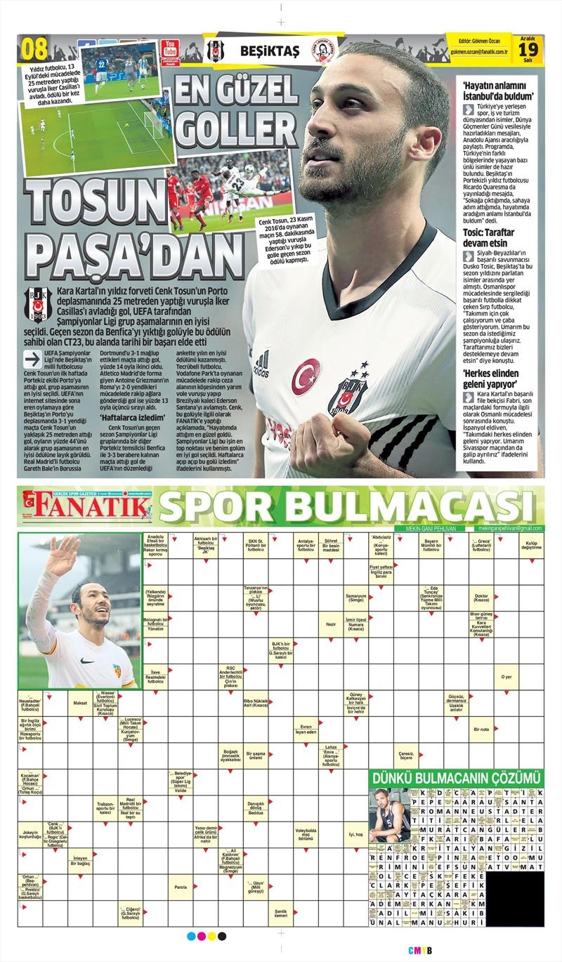 19 Aralık 2017 | Gazetelerin Beşiktaş Manşetleri - Görsel 1