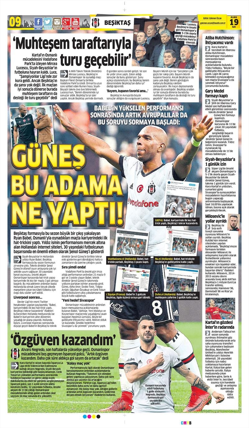 19 Aralık 2017 | Gazetelerin Beşiktaş Manşetleri - Görsel 2