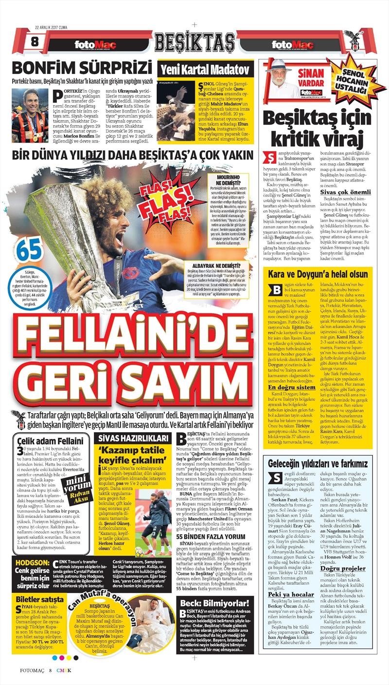 22 Aralık 2017 | Gazetelerin Beşiktaş Manşetleri - Görsel 3